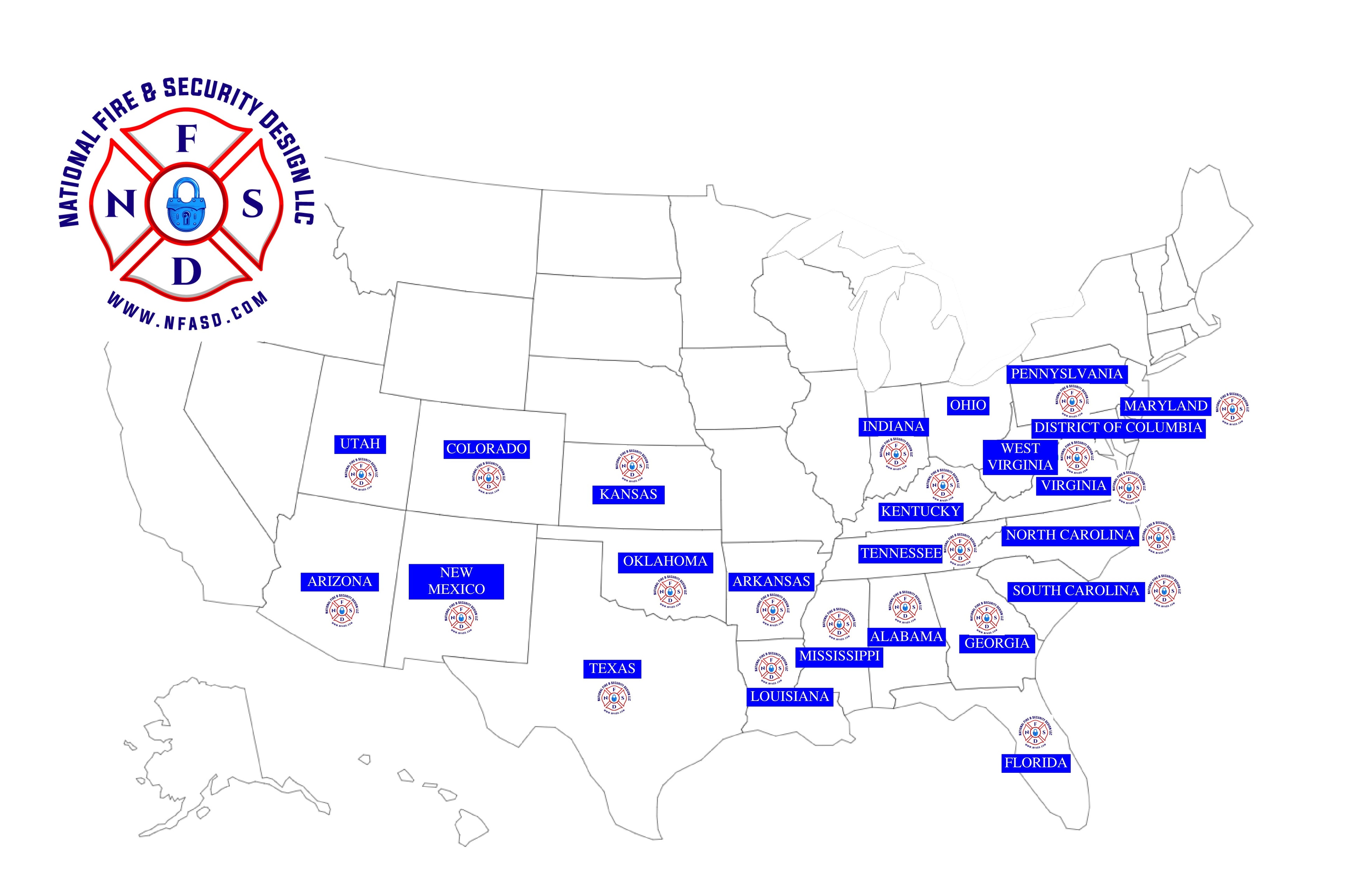 NFASD service coverage map showing 24 states